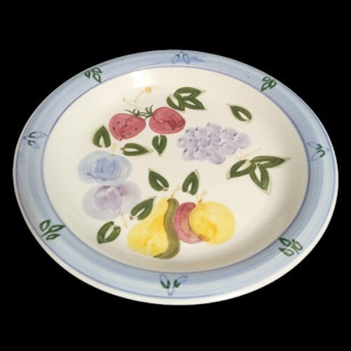 Gibson Designs FRUIT CENTER Dinner Plate 10 5/8”D Elite Blue Band Fruit Center