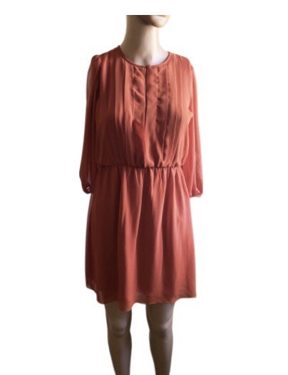 Sweet Storm Dress Orange Coral Spice Color Woman Small Elastic Sleeves & Waist