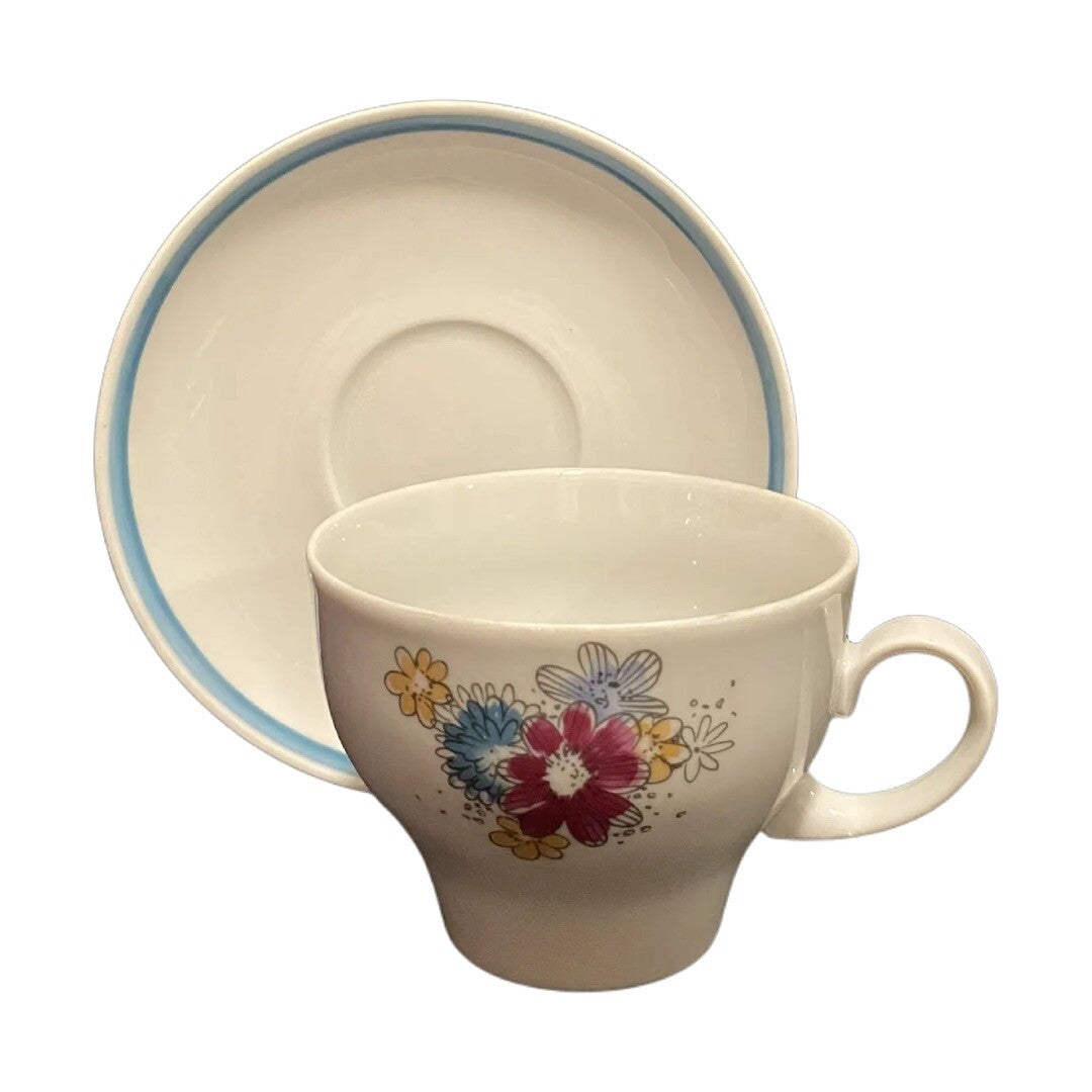 23 Piece Vintage KAHLA Floral Porcelain Tea Coffee Set Germany Blue Trim