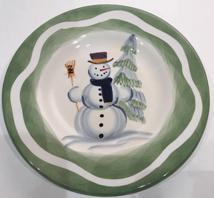 Tabletops Unlimited 7-Salad Plates HOLIDAY ESPAÑA Hand Painted Winter Snowman