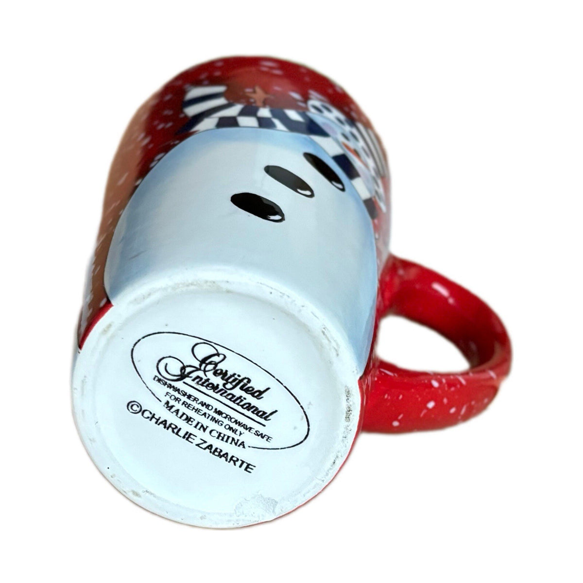 CHARLIE ZABARTE Latte Mug Certified International Snowman Tall Coffee Tea 16 Oz