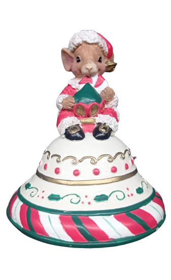 Christmas Santa Claus Mouse White Gold Green Red Holiday Home Decor Bell Shape