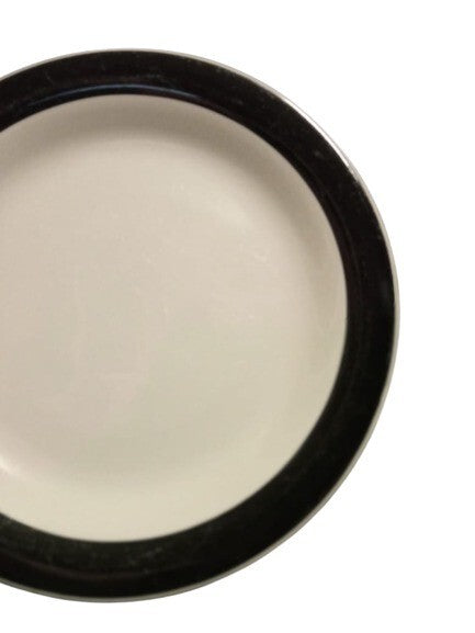 Gibson Designs BELAGIO 2-Bread & Butter Plates 7"D White Dessert Dish Black Band