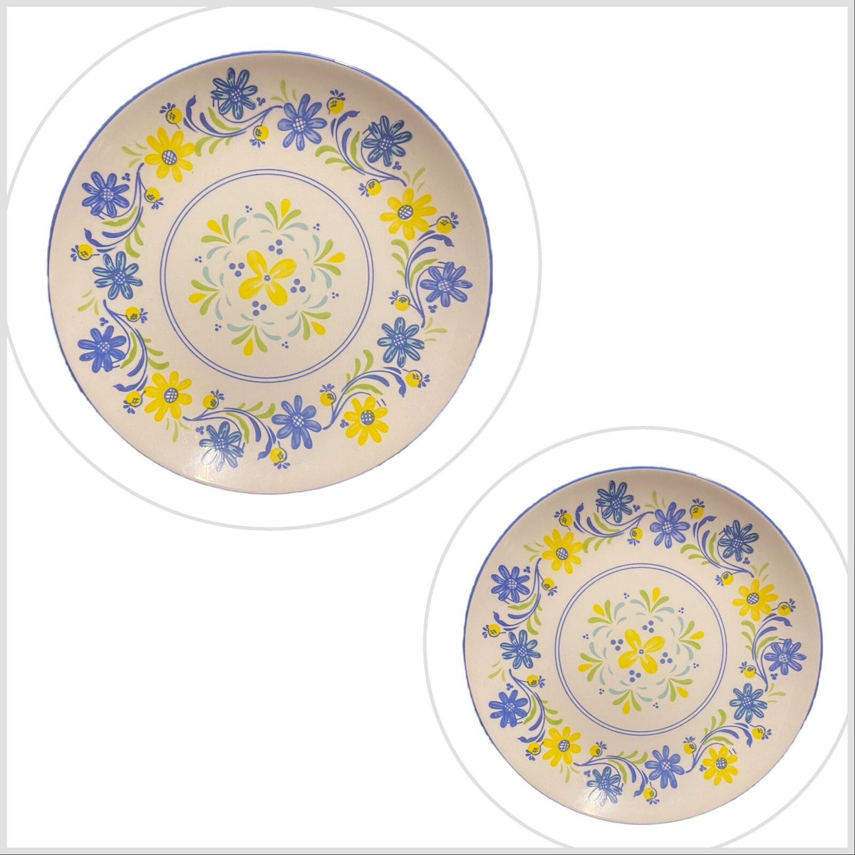 BAUM Tuscany Dinner Plate Blue Yellow Floral Ceramic 10 1/2" D  Dish