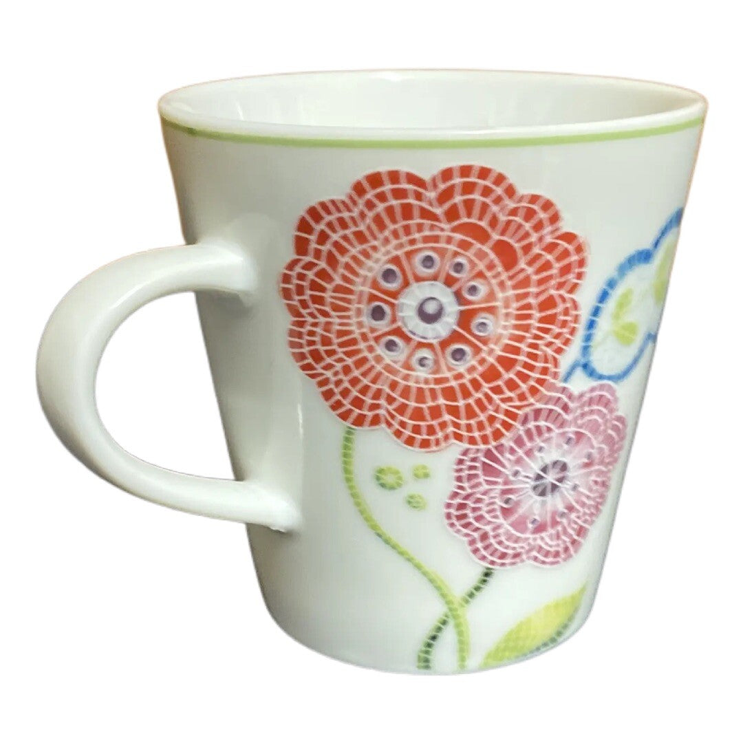 Anthropologie MOSAIC SPRING FLORAL Ceramic Mug Japan Botanical Gardens Daisy Bee