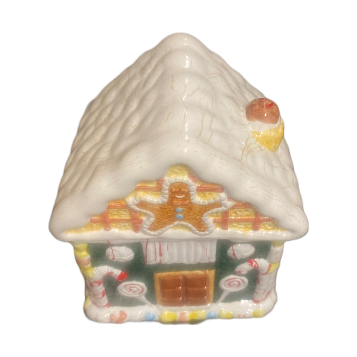 World Bazaar Gingerbread House Cookie Jar Christmas Holiday Decor 9.5” Tall