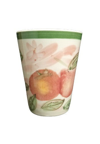 Gibson Designs Peach Duo Set of 3 Mugs 12 oz Coffee Tea Cups Fruit Floral Green