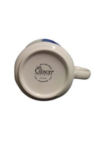 Gibson Designs LARKSPUR Cup & Saucer French Country Blue Flower 8 Oz Ceramic Set