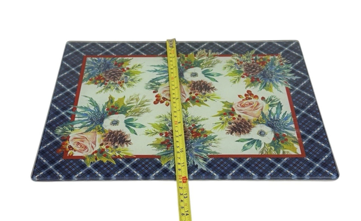 MacKenzie-Childs Highbanks Holiday Kitchen Tempered Glass Cutting Board