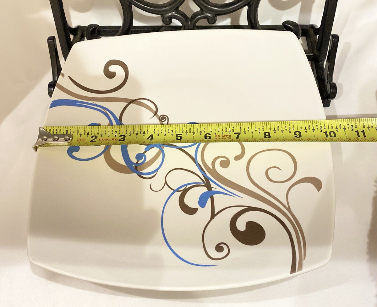 Coventry CHOCO SCROLL 4-Square Dinner Plates Fine China Porcelain  (PTS) Int'l.