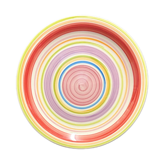 Gibson Designs 4-Dinner Plates ROSITA RAINBOW Ceramic Swirls Dinnerware