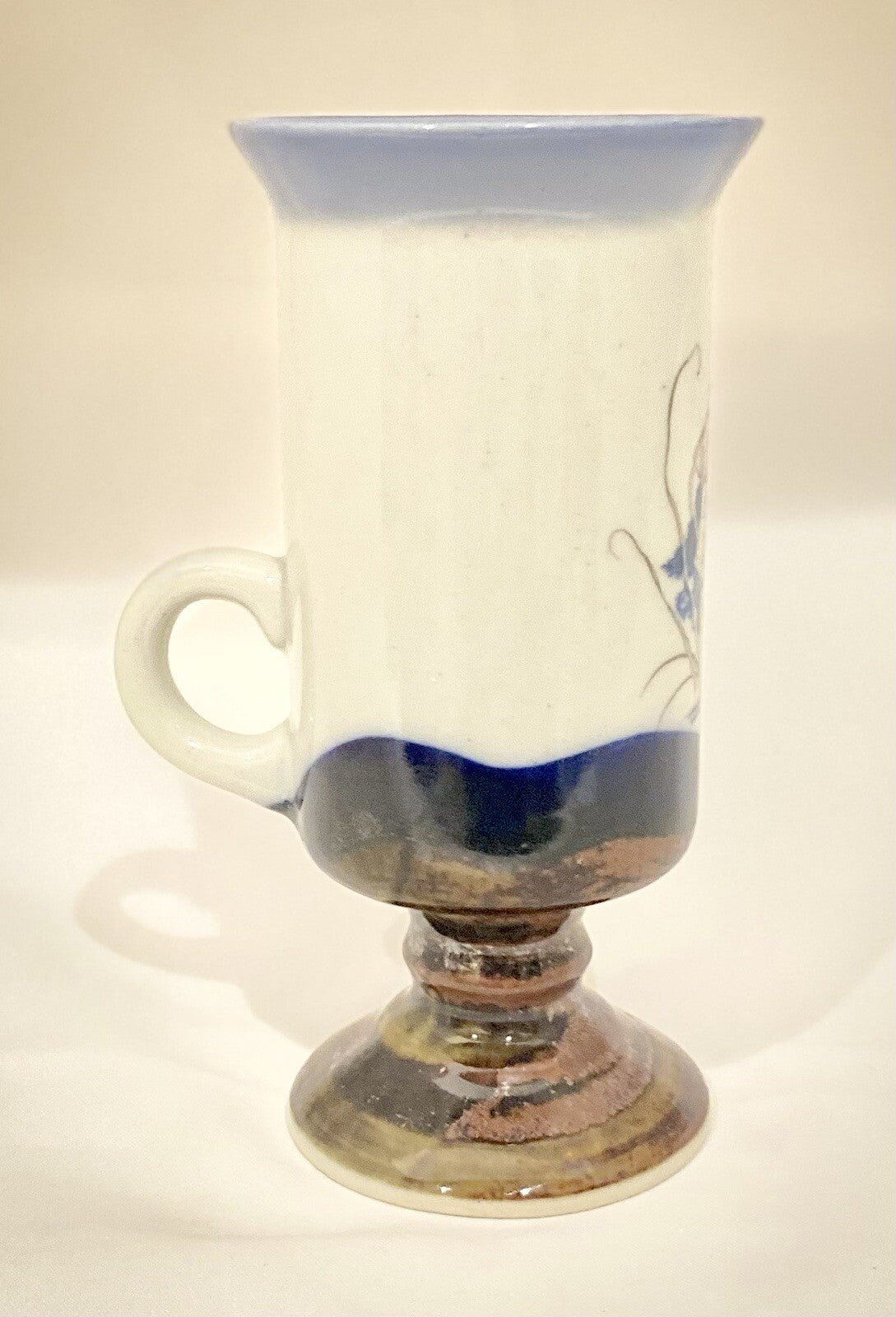 Vintage Otagiri Footed Pedestal Mug Seashell Irish Cup Stoneware 5 1/2" H