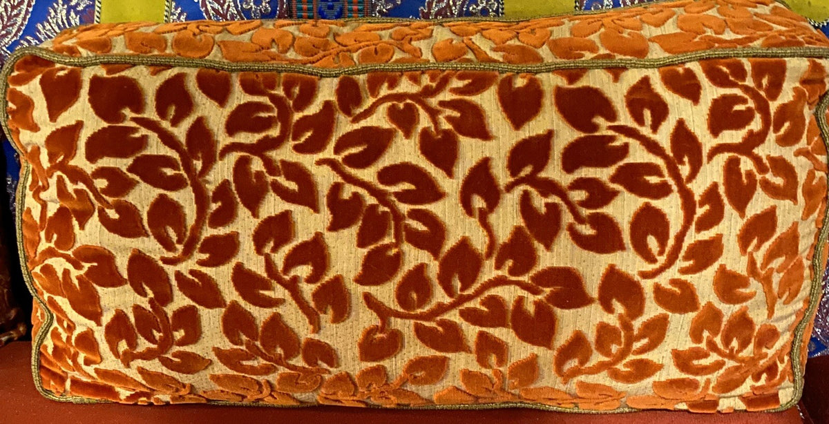 Pillow Cover Rectangular Velvet Look Leaves With Zipper 24" L x 12" W x 5" D