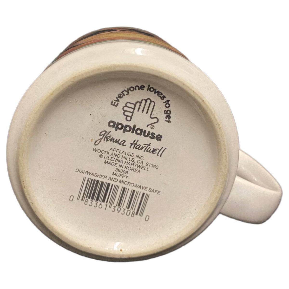 GLENNA HARTWELL Muffy Mug Ceramic Coffee Tea Applause White Floral Cup