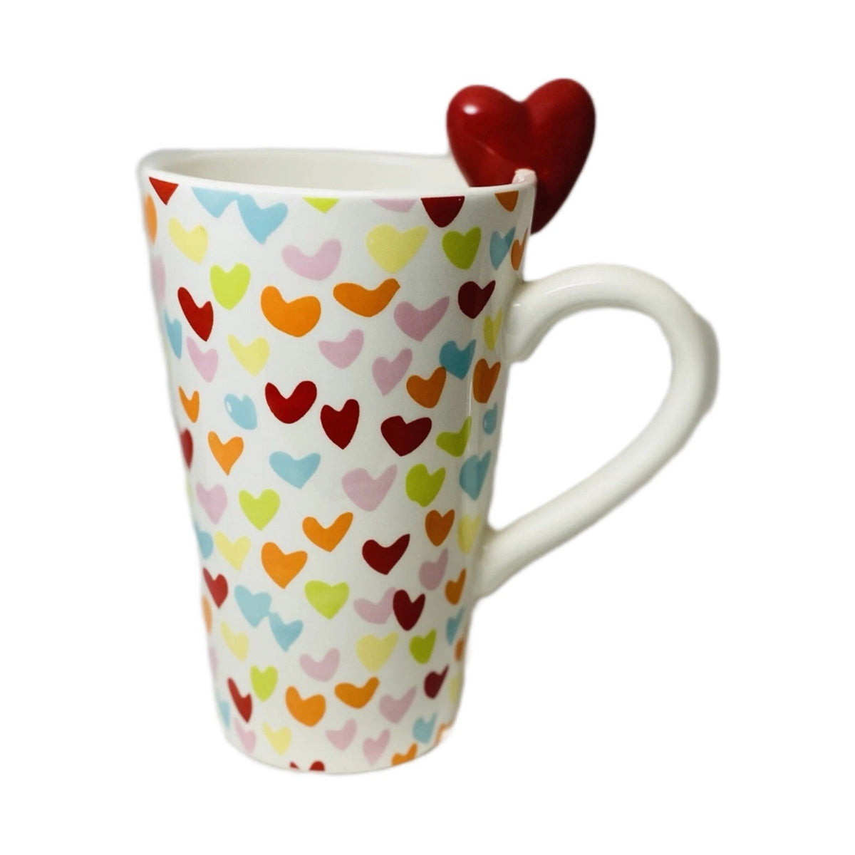Target Tall Latte Mug Multicolor 16 Oz Hearts Red 3D Rim Valentine’s 2010