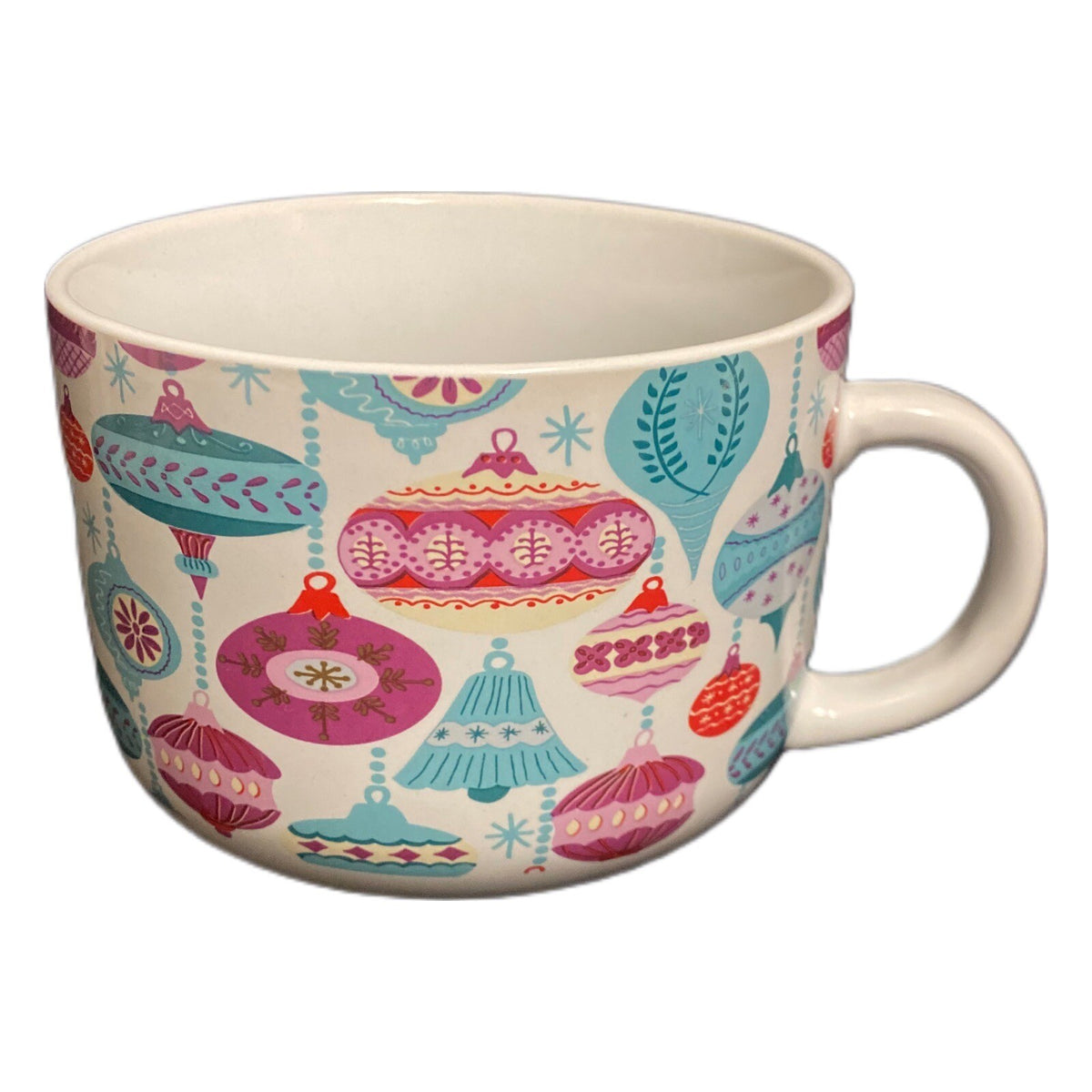 Modern Gourmet Foods 2-Mugs Christmas Ornaments Stoneware Cafe Latte Winter Cups