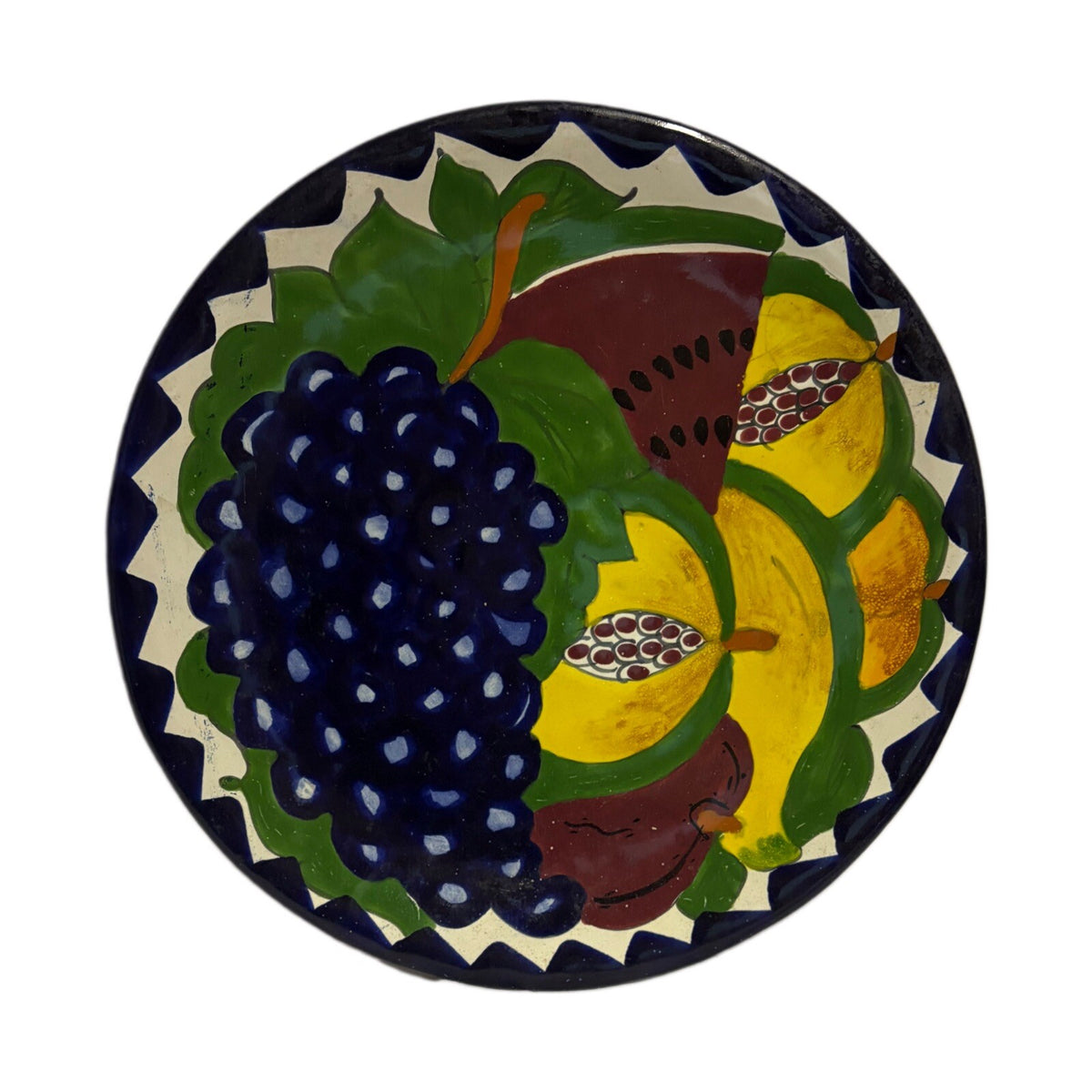 Vintage TALAVERA Plate Hand Painted Mexico Pottery Lead Free Wall Art 11.5 ”D