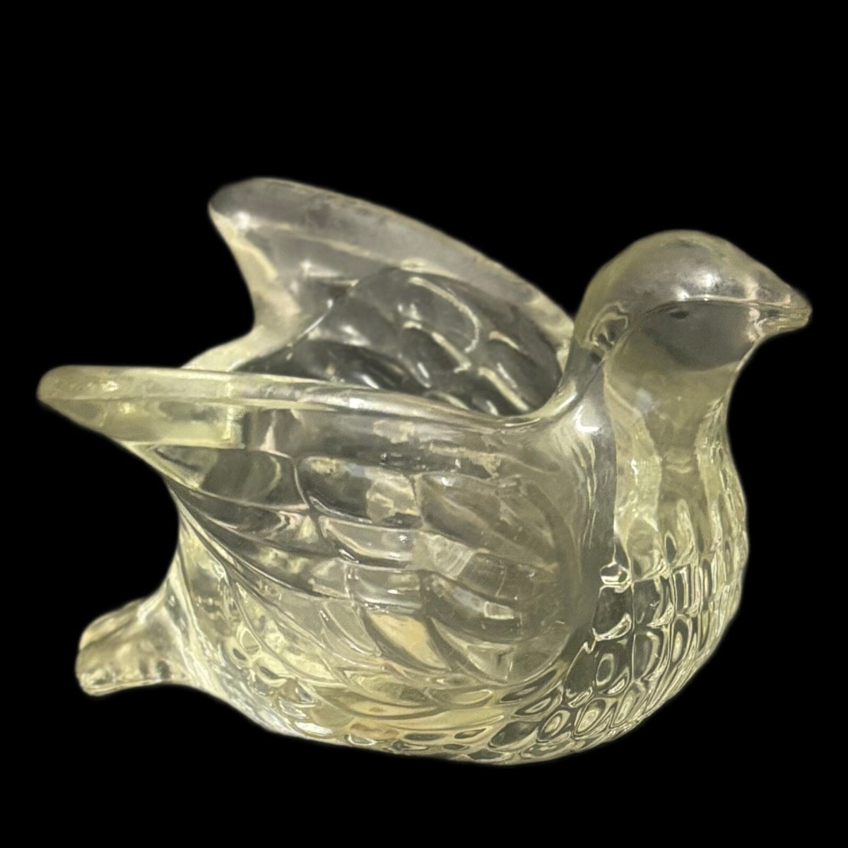 Avon Clear Glass Swan Votive Tea Light Used Vintage