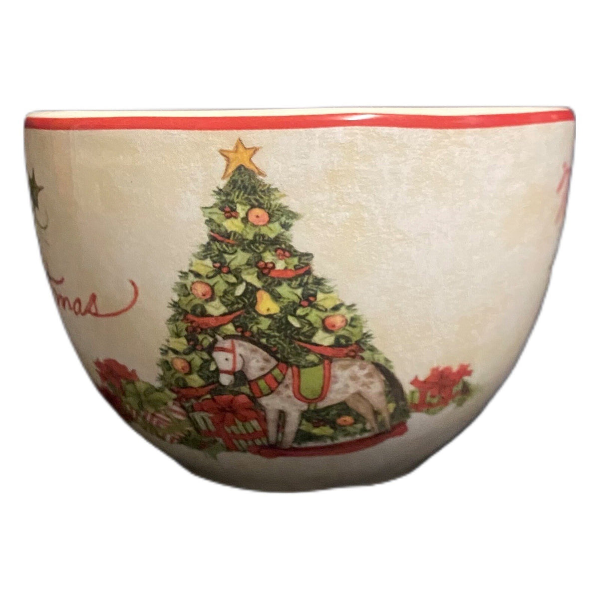 SUSAN WINGET 4-TidBit Bowls Merry Christmas Certified International Fruit Cups