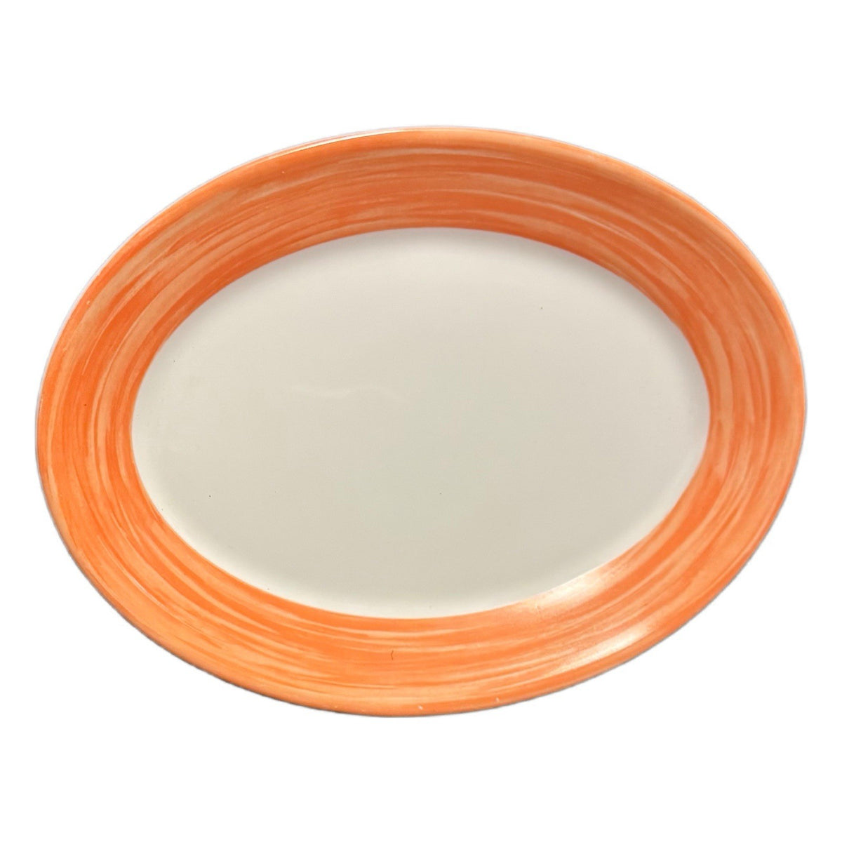 Arcoroc Brush Orange Oval Platters 11.75” D White-Orange Dinnerware Set of 5