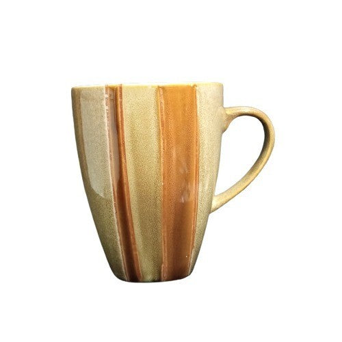 Gibson Elite 4-Mugs REGENT CLASSIC TAUPE 12 Oz, Brown &Tan Stripes Coffee Tea 