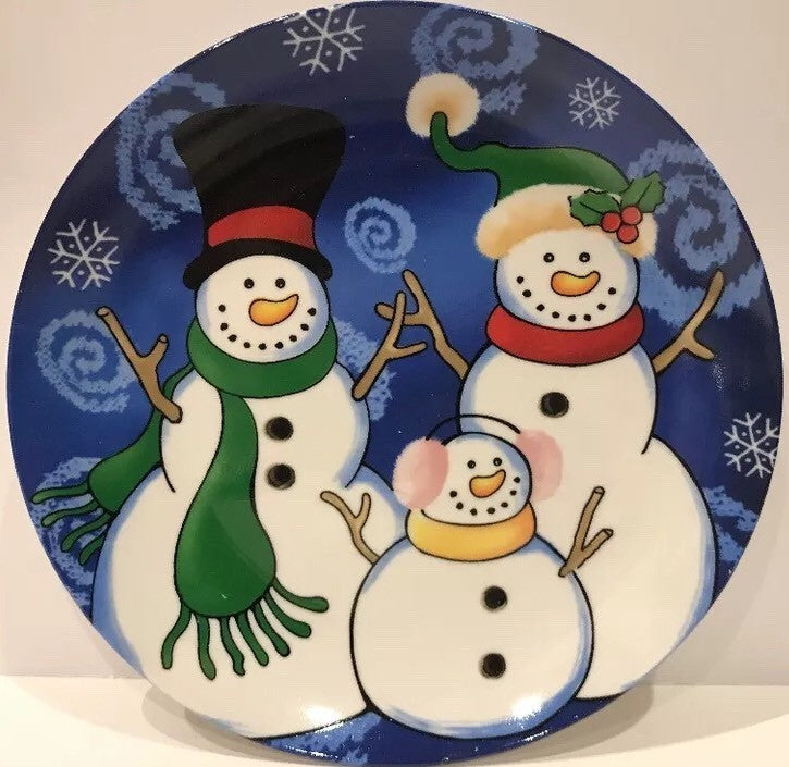 Set Of 4 Christmas Salad/Dessert Plates Snowman-VIGOR