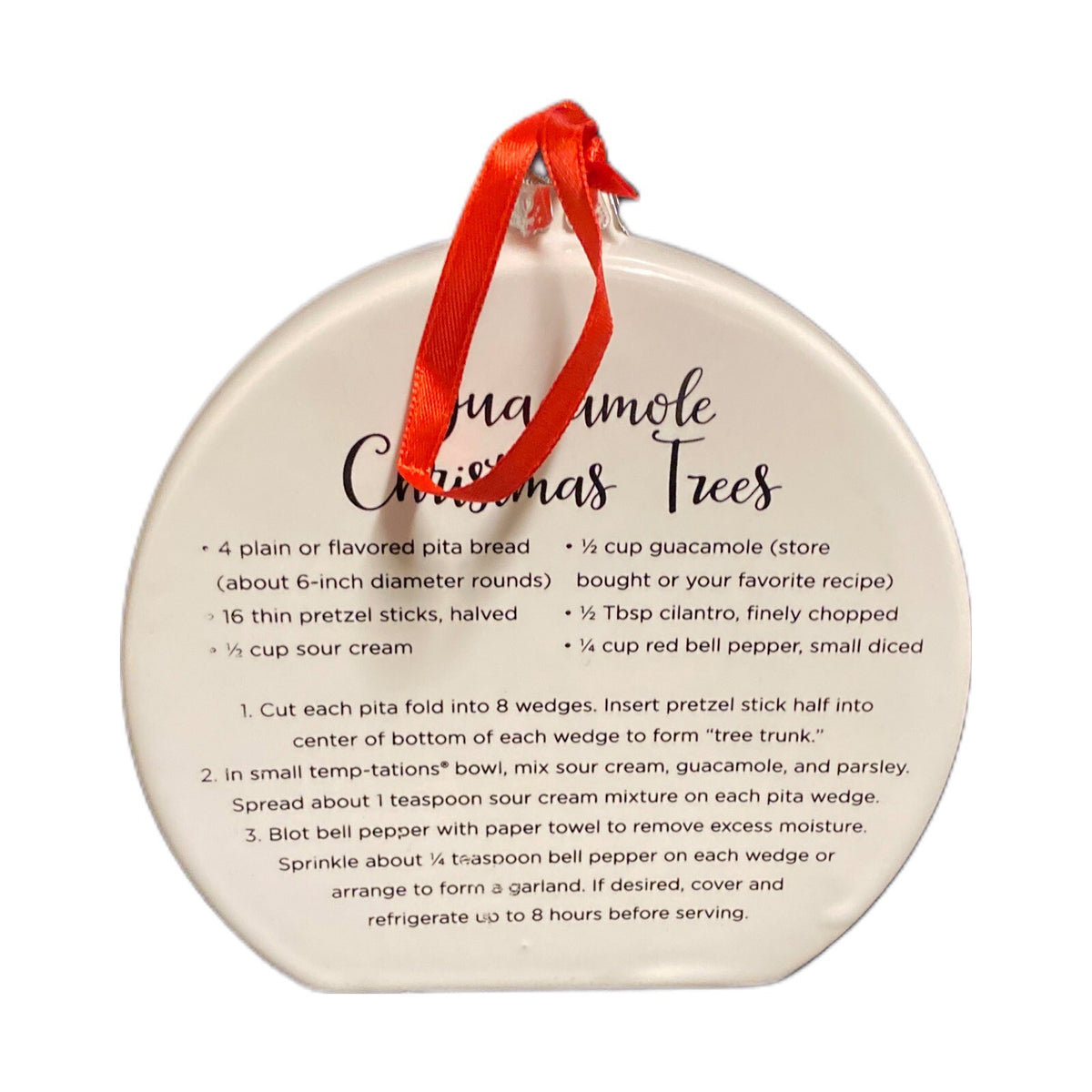 Temp-tations by Tara 6-Christmas Ornaments Ceramic Stand Or Hang Recipe On Back