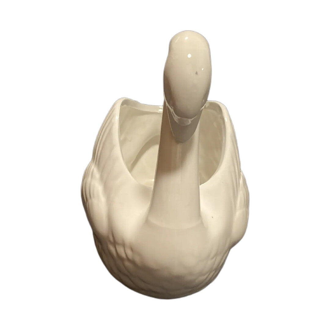 Swan Shape Ceramic White Planter Vase Figurine Cactus Pot Home Garden Desk