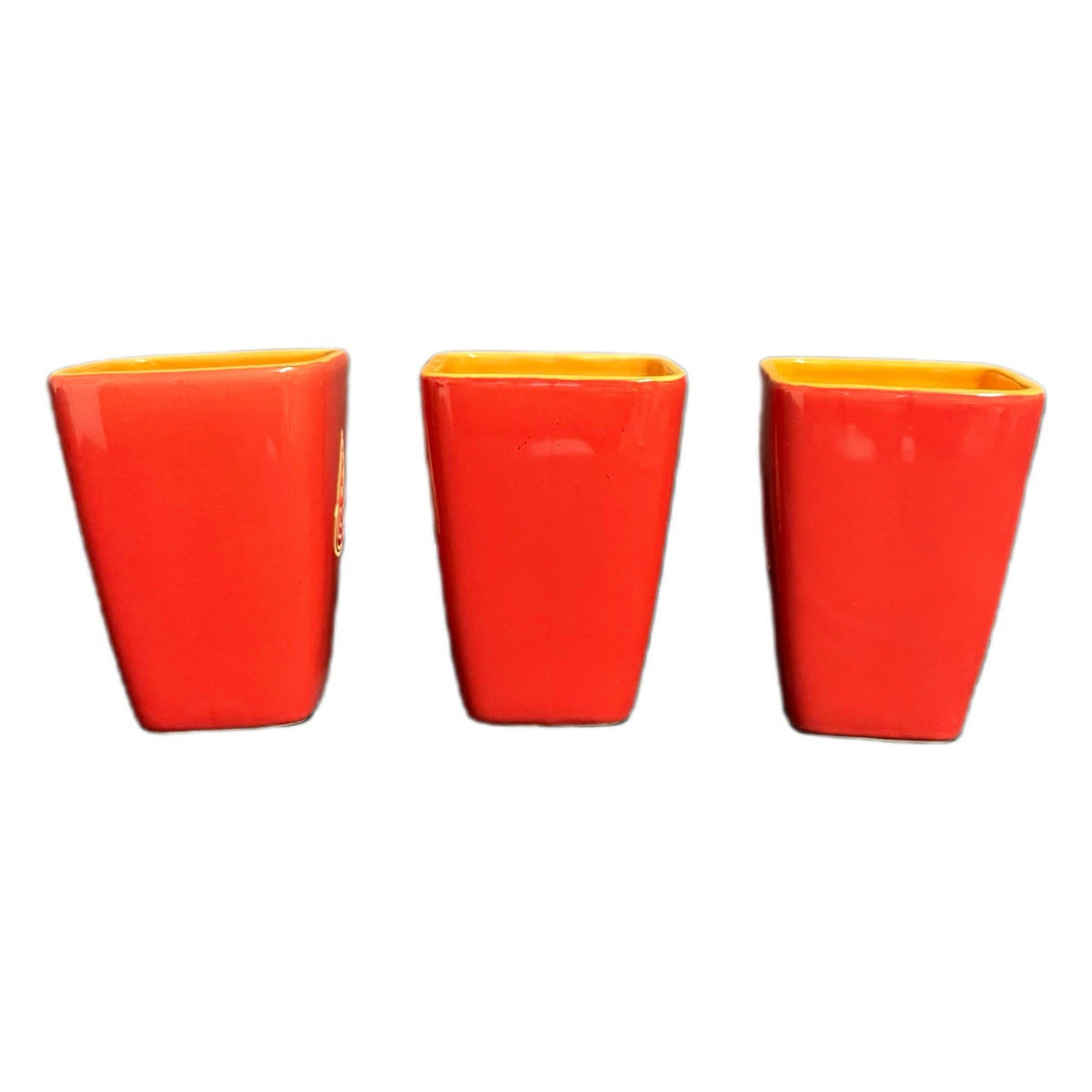 Disaronno Red Square Mugs Set of 3 Orange Interior Barware Coffee Cups