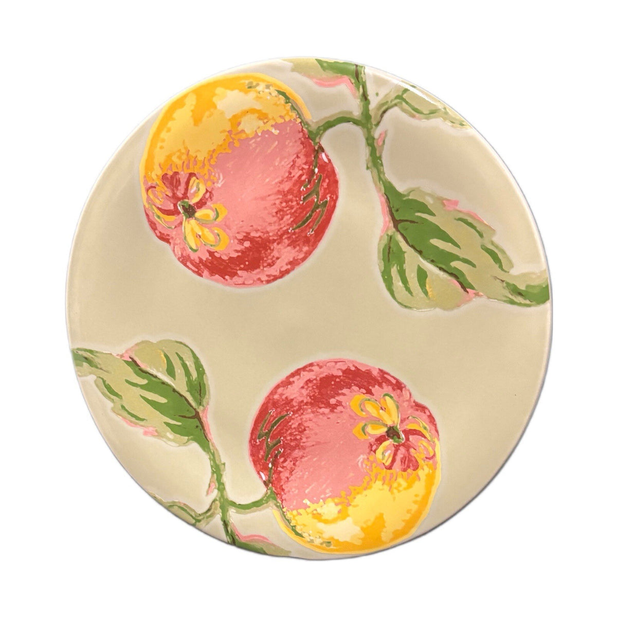 APRIL CORNELL 4 Salad Plates by Silvestri Peaches Ceramic Dessert Luncheon Dish