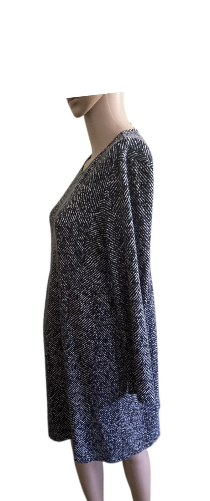 J. Jill Midi Shift Dress Wearever Collection Black Gray Long Sleeve Small Petite