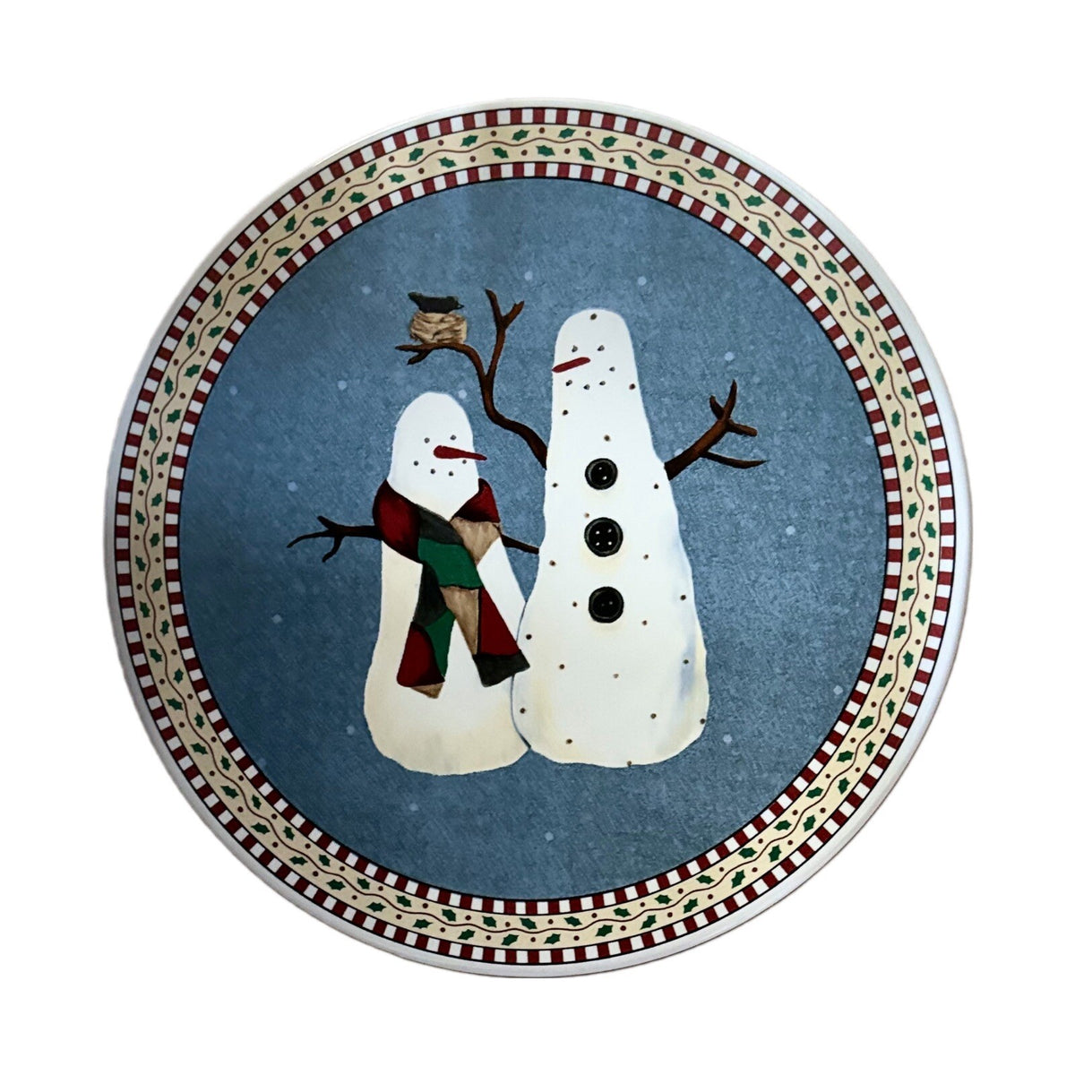 DEBBIE MUMM Trivet Sakura Snowman Stoneware Hot Plate Christmas Holiday 9-1/2"D