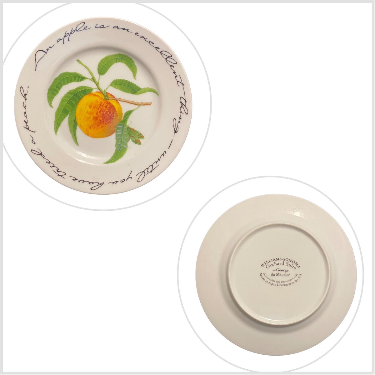 Williams Sonoma 4 Salad Plates ORCHARD SUITE Fruit Dessert Ceramic Japan 7 3/4”D