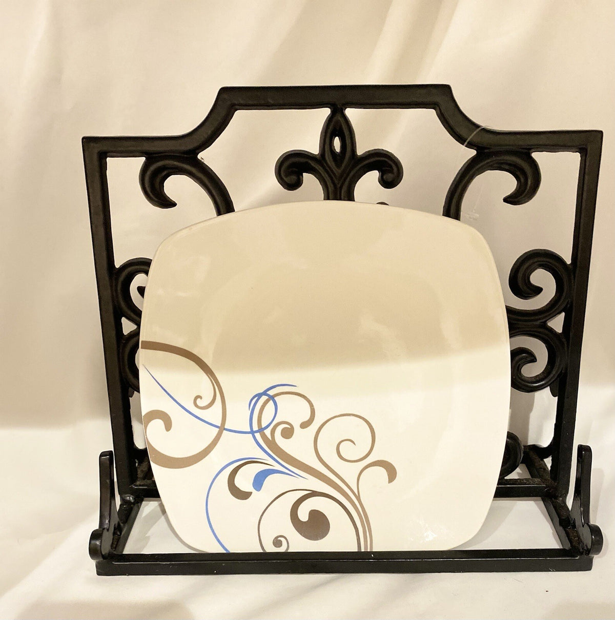 Coventry CHOCO SCROLL 3-Square Salad Plates Fine China Porcelain  (PTS) Int'l.