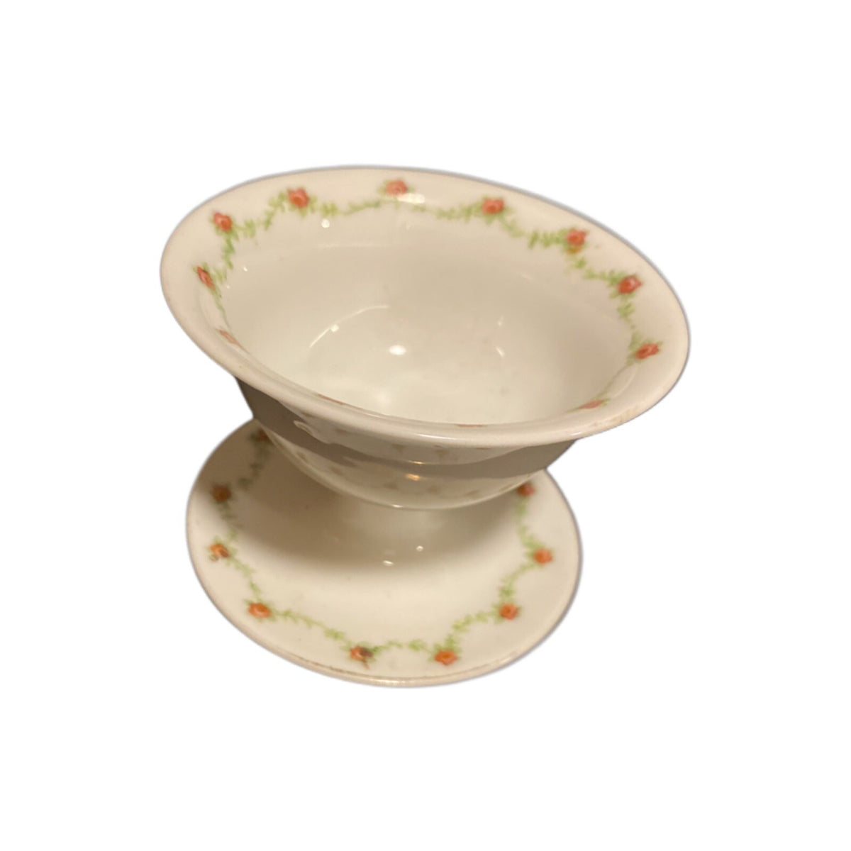 Vintage Victoria Austria 4-Pedestal Cups Dessert Berries Porcelain Rosebuds