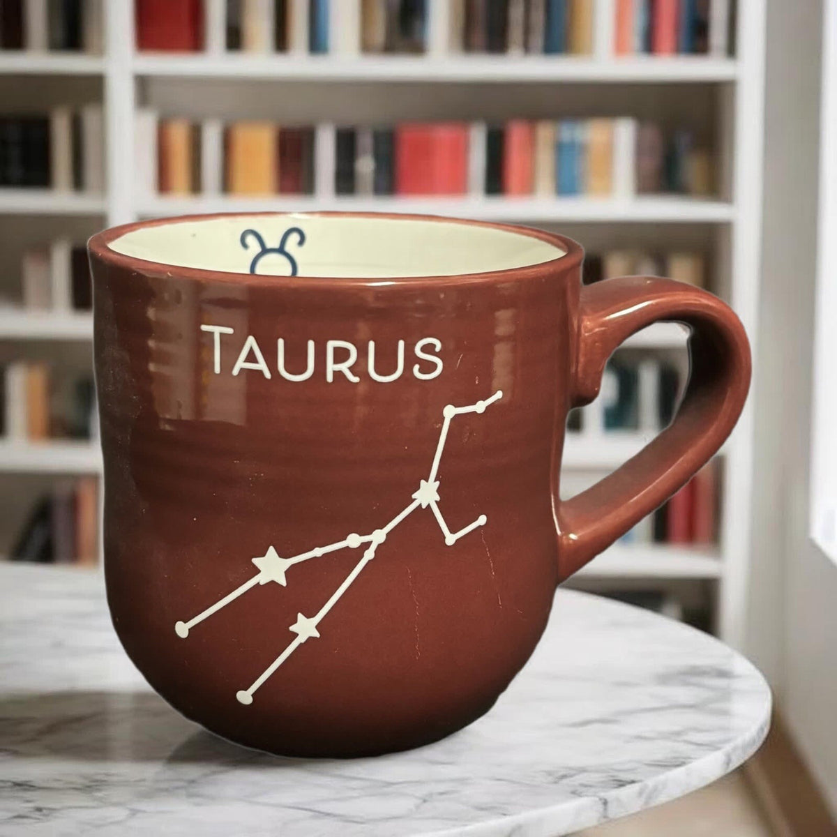 Zodiac Sign TAURUS Mug Bull Horoscope Symbol Coffee Tea Astrology Maroon Cup