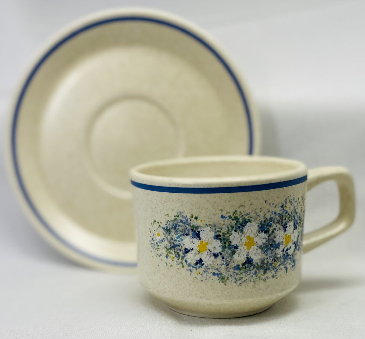 Lenox Temper-ware "DEWDROPS" Coffee Cup Saucer Freezer to Oven To Table 3 1/4"D