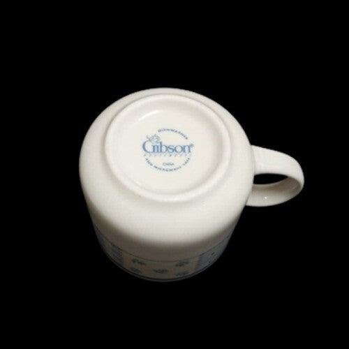 Gibson Designs HOME VALLEY 4-Cup 10 Oz Lilac Squares Flowers On Rim Coffee Tea