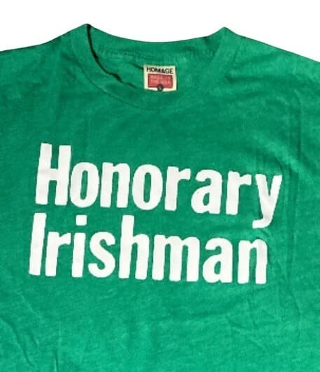Homage T-Shirt Honorary Irishman  Men Top Green LG. Crew Neck