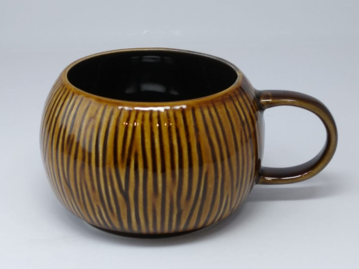STARBUCKS Coffee Mug Coconut Shape Ribbed 2013 Ceramic Tea Cup Hot Chocolate