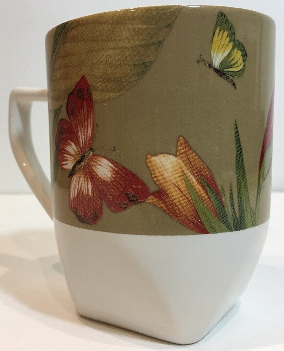 222 Fifth PTS Int’l. “ANTIGUA”  Stoneware Coffee Mug Hummingbird Tea Cup 12 oz
