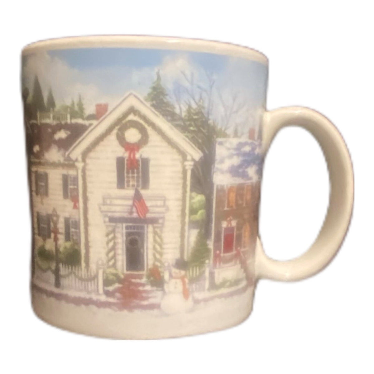 David Carter Brown 2-Mugs CHRISTMAS VILLAGE Sakura Stoneware Coffee Tea Cups