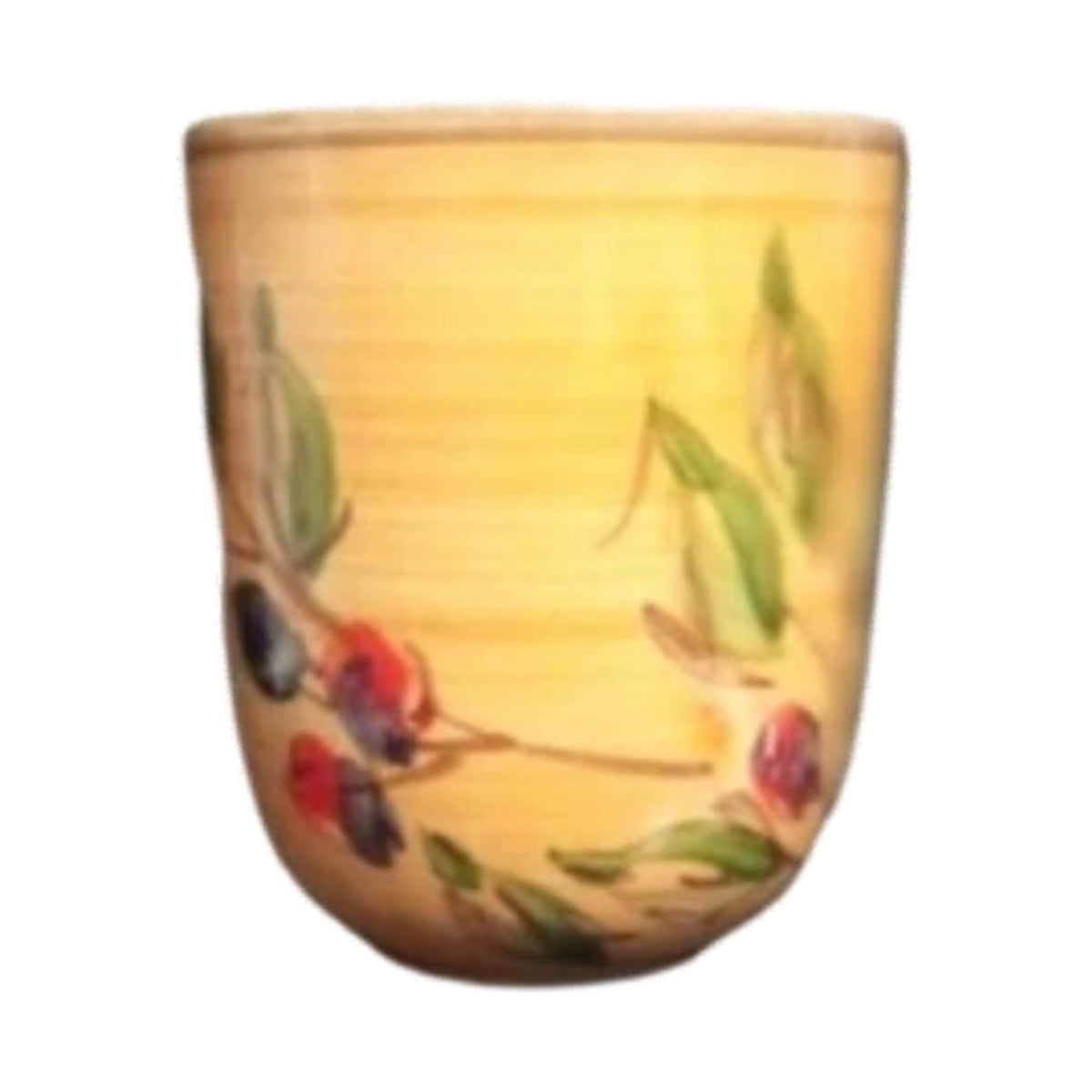 Gibson Roman Olive 4 Mugs Set Hand-Painted Yellow Olive Branch 8 oz Coffee Tea