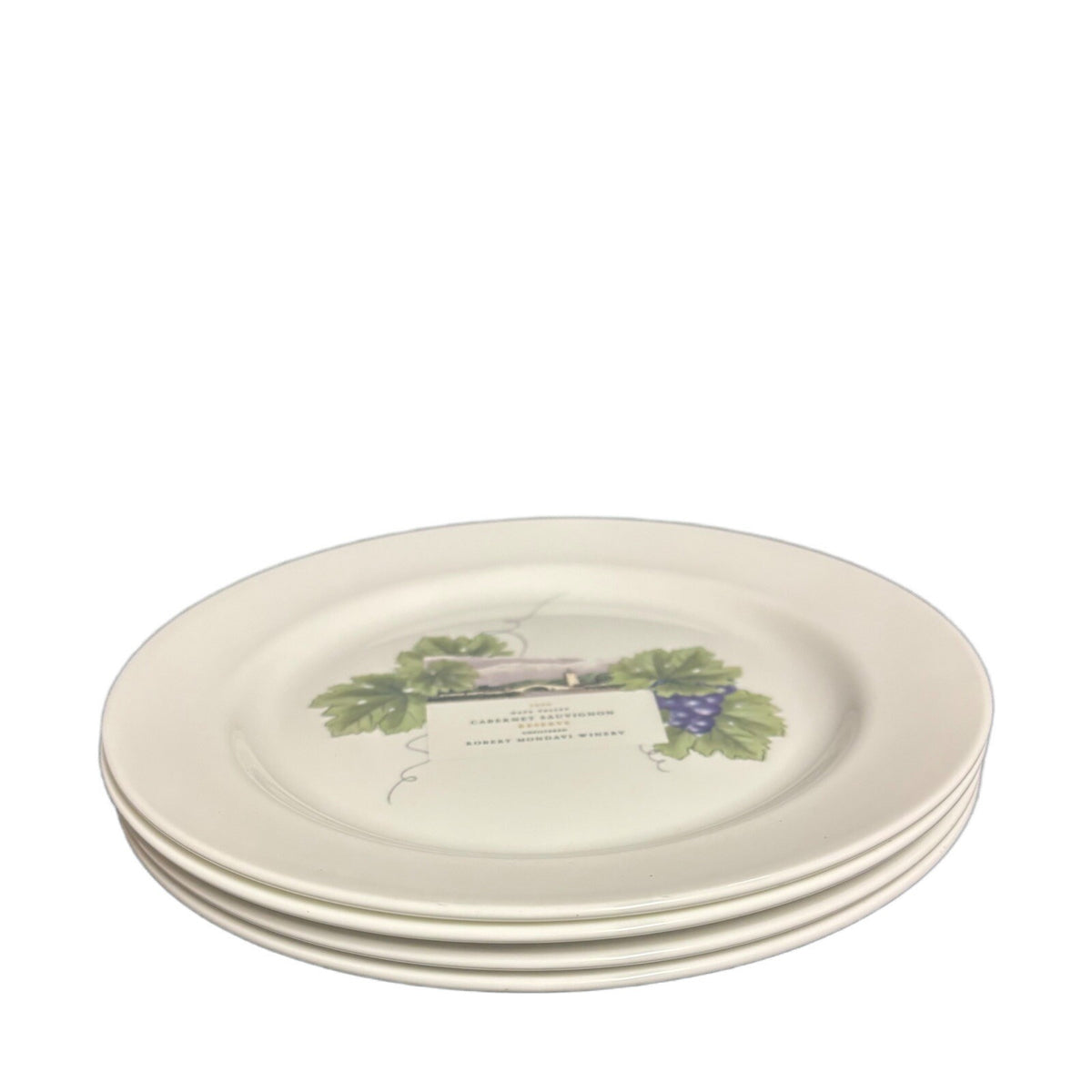 WEDGWOOD 4-Dinner Plates GRAND GOURMET Bone China England Wine Accent Plate 10"D