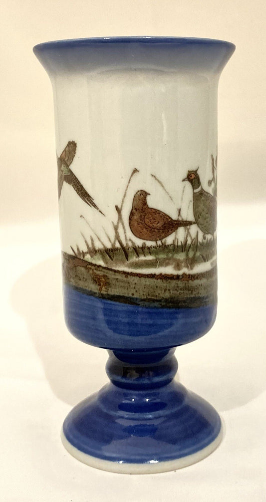 Vintage Otagiri Footed Pedestal Mug Pheasant Irish Cup Stoneware 5 1/2" H