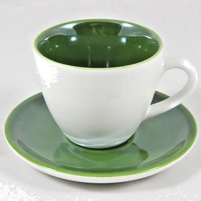 7 Sets Starbucks 2005 Espresso Cup & Saucer 3 oz White Green Collectible