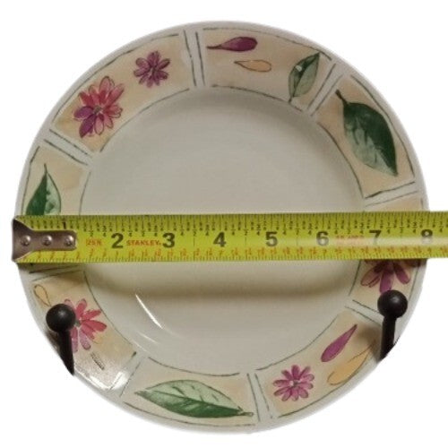 Set of 4 Gibson Designs Sabrina 8” D Coupe Soup Bowls Floral Petals Leaves Rim