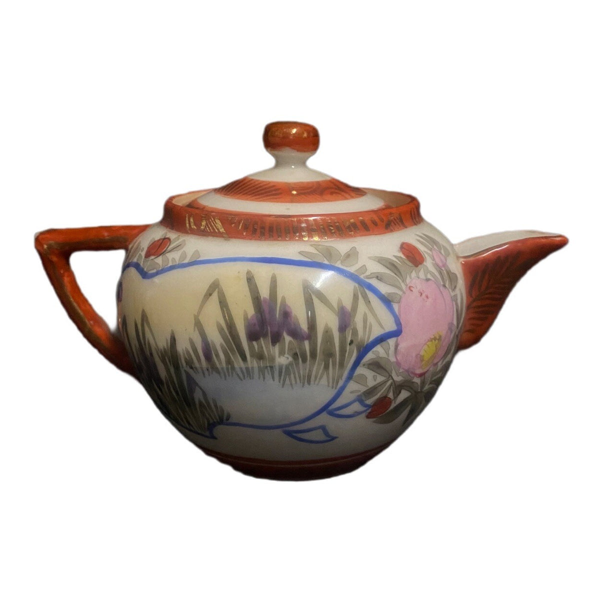 Vintage Japanese Geisha Teapot • Hand Painted Porcelain • Oriental Scene