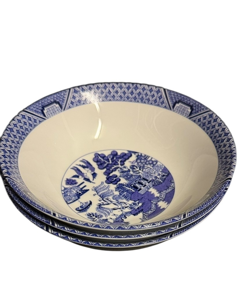 Royal Cuthbertson Blue White Bowls Set of 3 Porcelain China Pattern 6.5"D x 2"H