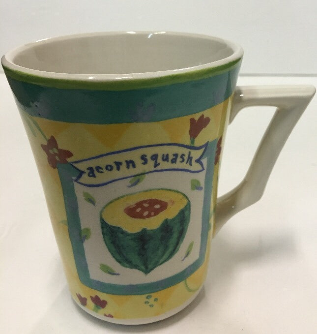Kimberly Hodges Mug GARDEN DELIGHTS Yellow Coffee Tea Cup A Corn Squash Papaya